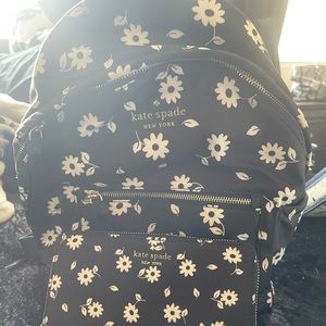 Kate spade floral backpack and wallet set black and white